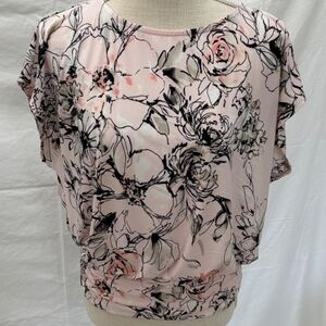 White House Black Market Pink Floral Blouse